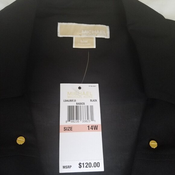 MICHAEL KORS Basics Women's Elegant Surplice Blouson Pullover Top Black Size 14W - Picture 2 of 6